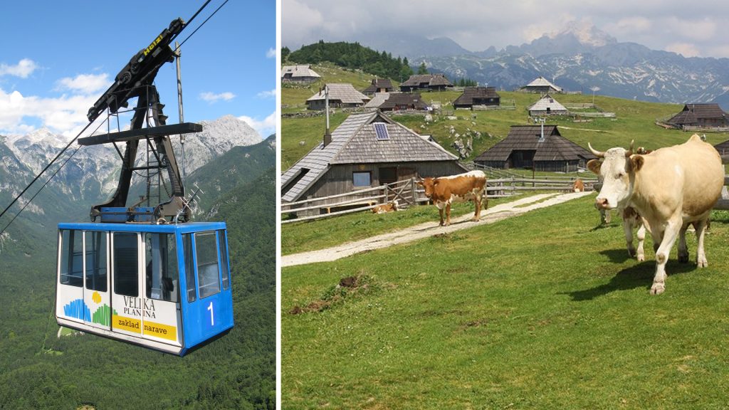 A short gondola ride to the mountain pastures of Velika Planina.